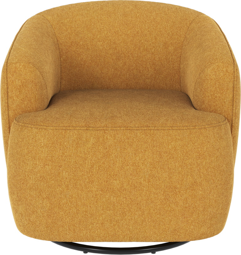 Loungestol Rowico Dermot gul - polstret i Brenda 68 stof med 360 dreje- og gyngemekanisme