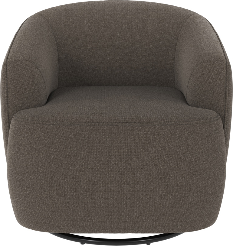 Loungestol Rowico Dermot Rita mellemgrå med 100% polyesterpolstring 360 drej- og gyngestol med sort metalstel FSC træramme