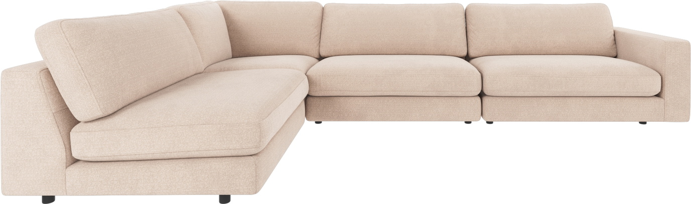 Hjørnesofa Rowico Duncan L-formet i lysebeige Rita 1 polyester modulsofa 345×216 cm