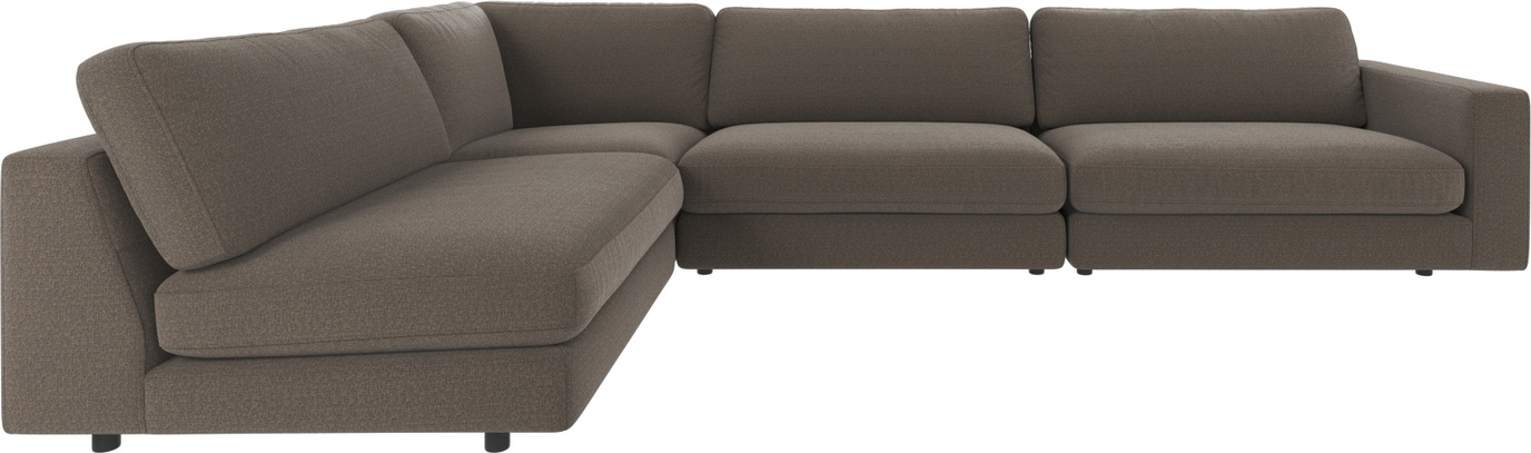 Hjørnesofa Rowico Duncan Rita stof mellemgrå U-sofa 345x216 cm open-end venstre