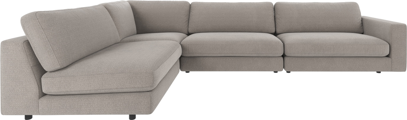 Hjørnesofa Rowico Duncan - Rita 167 lysegrå stof, modulopbygget med Nozag-fjedre og High Resilience-koldskum