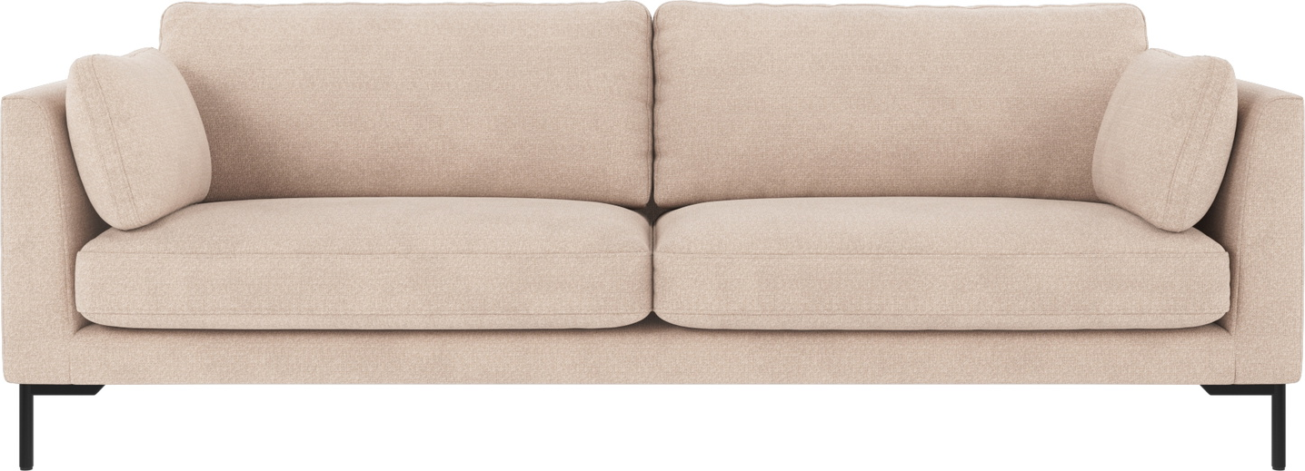 3-personers sofa Rowico Corwin i Rita lysebeige med sort pulverlakeret metalstel