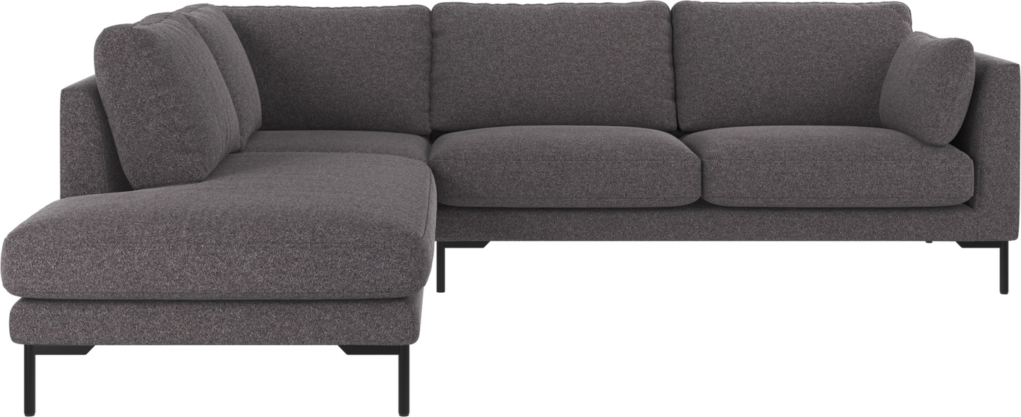 Hjørnesofa Rowico Corwin venstrevendt mørkegrå/sort stof Brenda H83×B266×D226 cm
