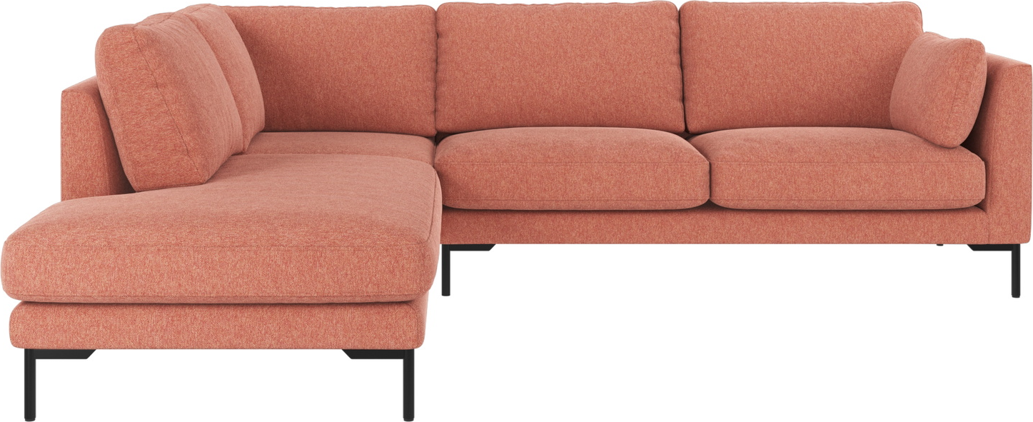 Hjørnesofa Rowico Corwin venstrevendt rød med sort metalstel B266 x D226 x H83 cm