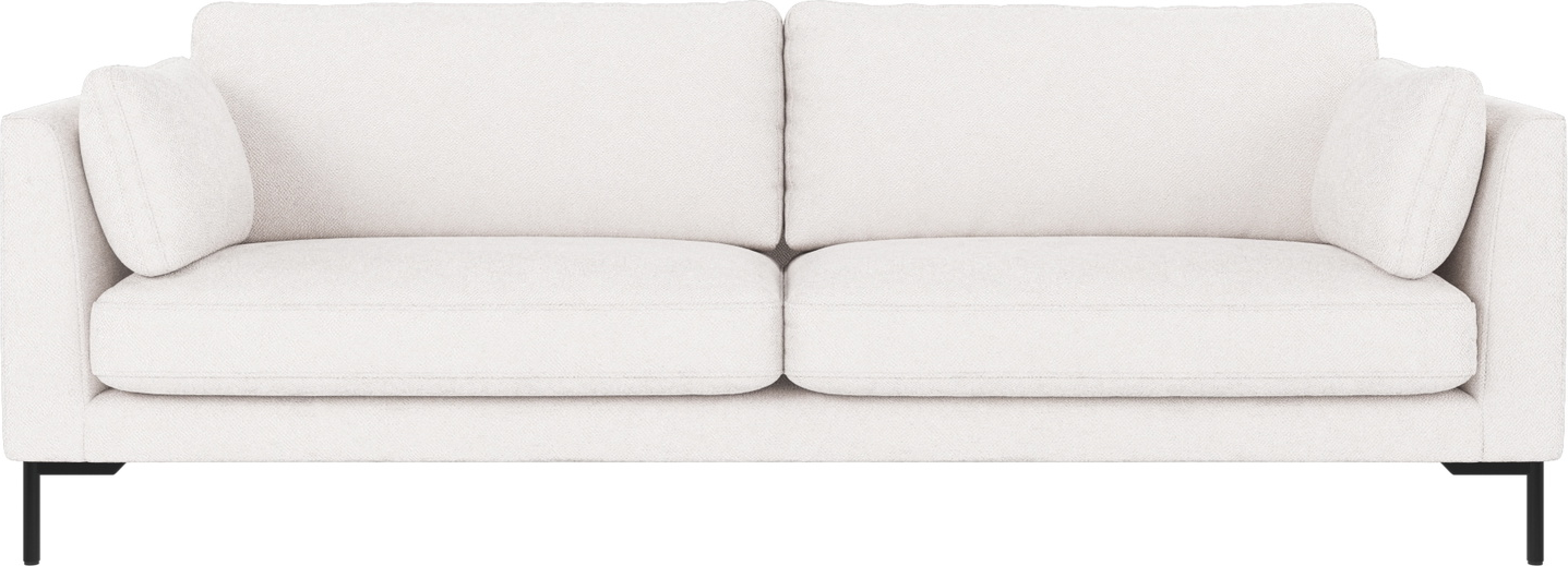 3-personers sofa Rowico Corwin i hvidt Bobby polyester med sortlakerede metalben nordisk design