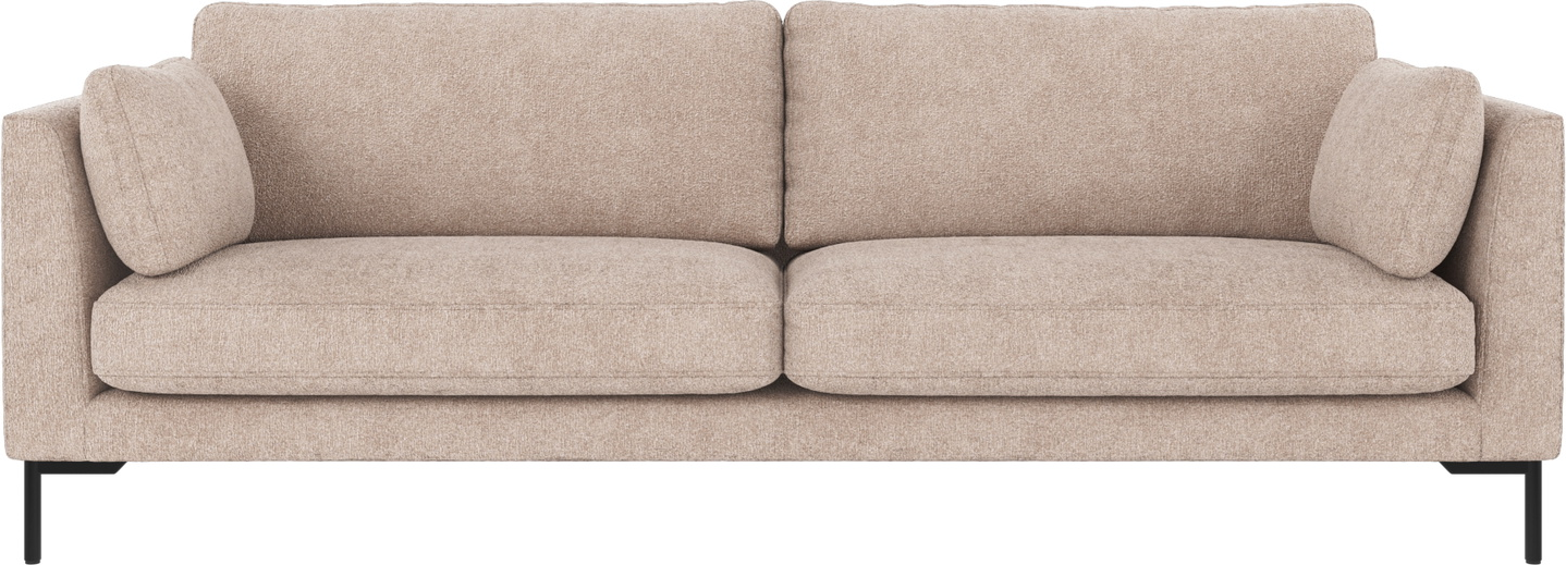 3-personers sofa Rowico Corwin - nordisk design i lysebeige Greg-stof med sorte metalben