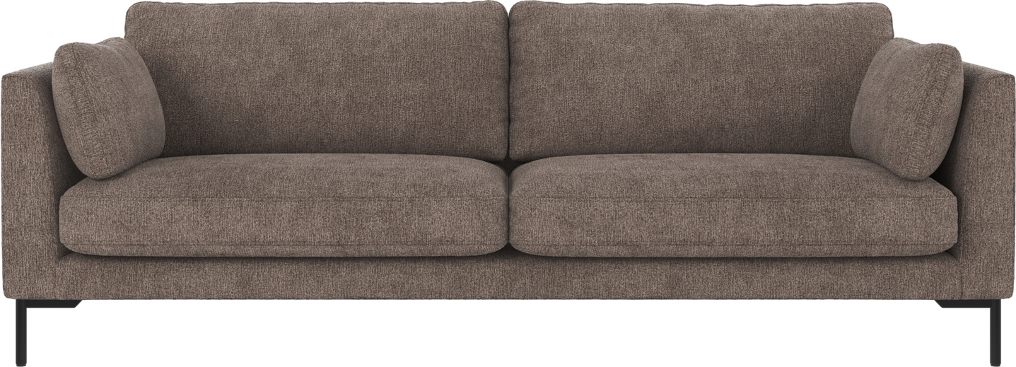 3-personers sofa Rowico Corwin Greg 7 mørk beige 238 cm bred med sorte metalben