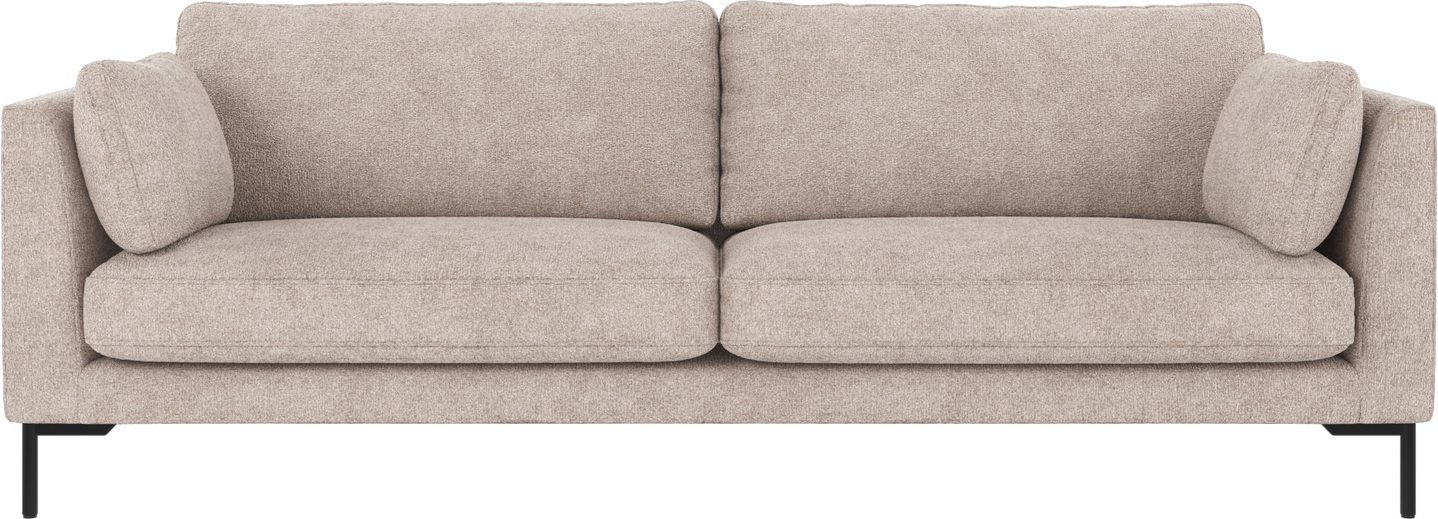 3-personers sofa Rowico Corwin i Greg 17 lysegrå polyester med sorte metalben H83×B238×D98 cm