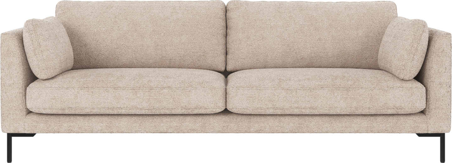 3-personers sofa Rowico Corwin lysegrå stof med sorte metalben