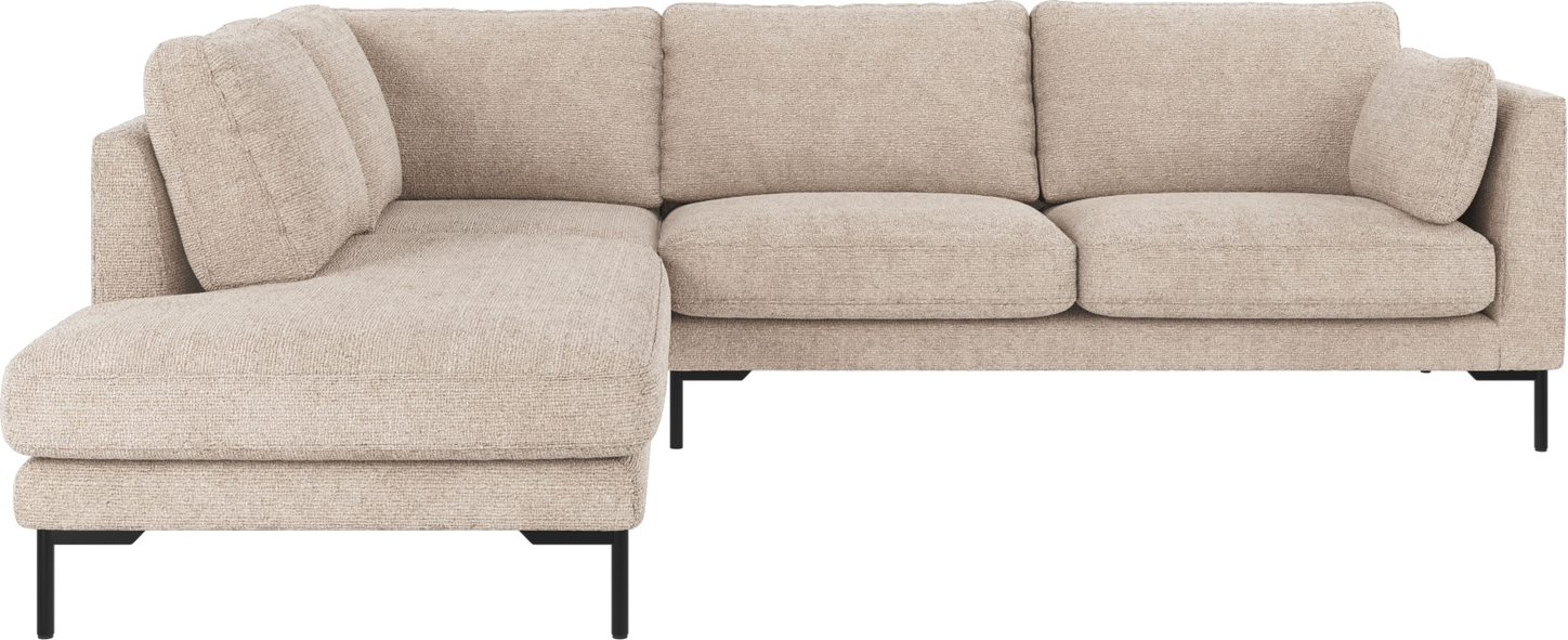 Hjørnesofa Rowico Corwin venstrevendt 2,52,5-siddepladser Robin stof lysgrå med sorte metalben