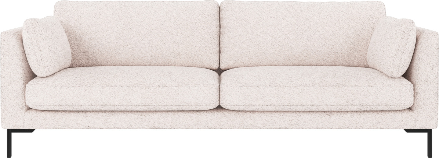 3-personers sofa Rowico Corwin i hvidt Anna 1 polyester med sort metalramme B238xD98xH83 cm