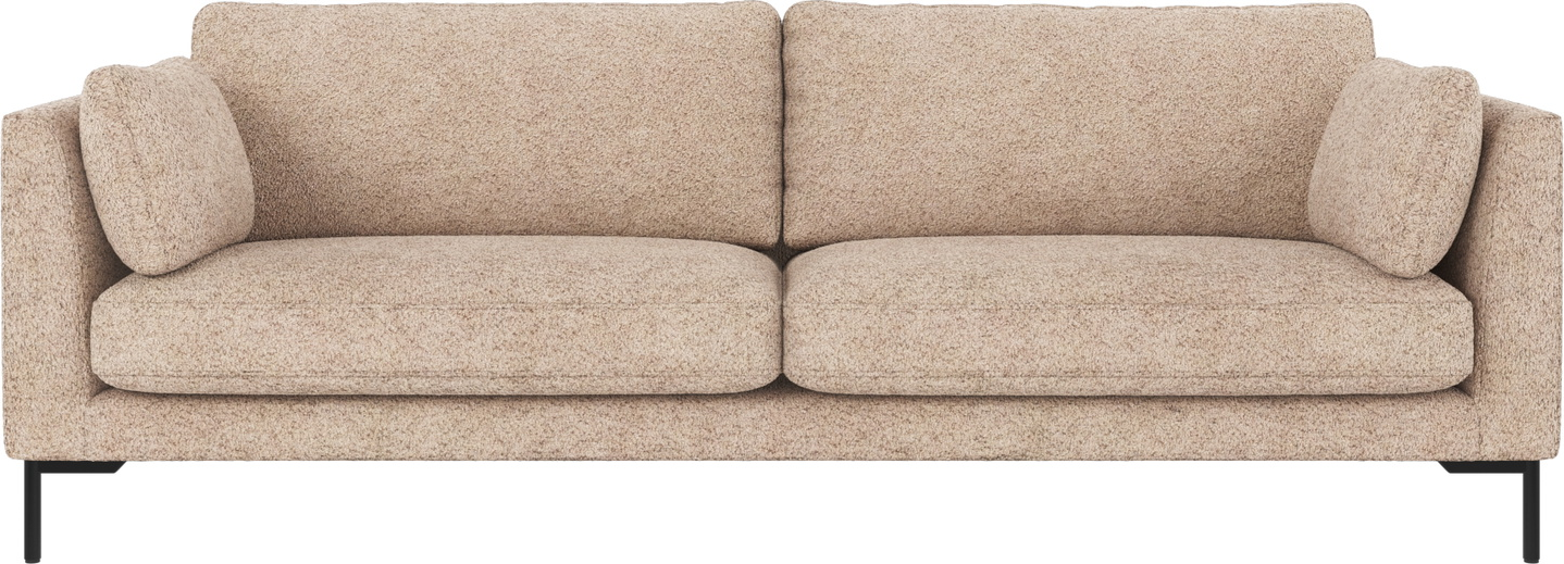 3-personers sofa Rowico Corwin i lysebeige Anna-stof med sorte pulverlakerede metalben 238x98x83 cm