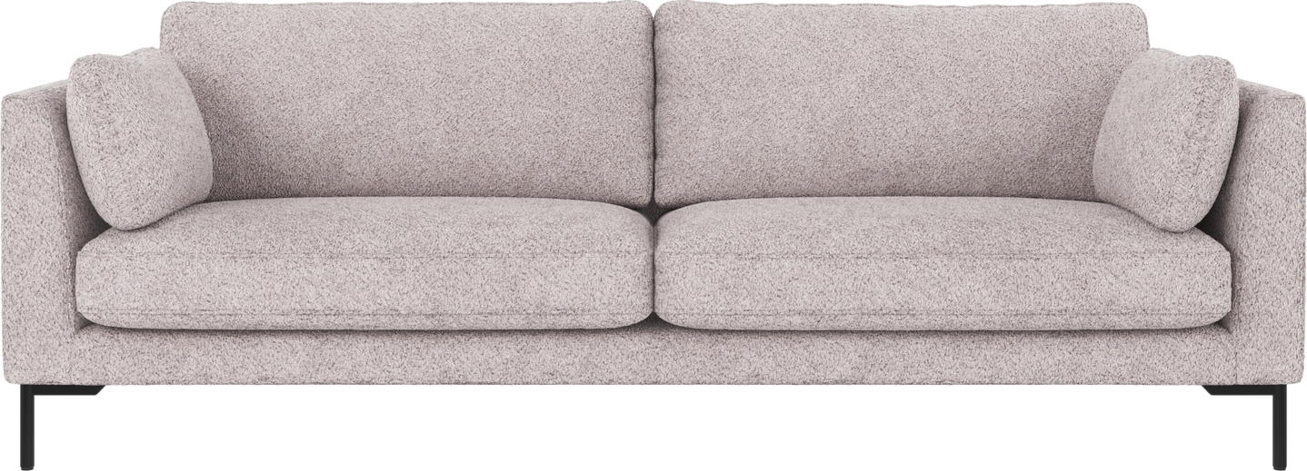 3-personers sofa Rowico Corwin i lysegrå Anna-stof med sorte metalben - moderne nordisk design