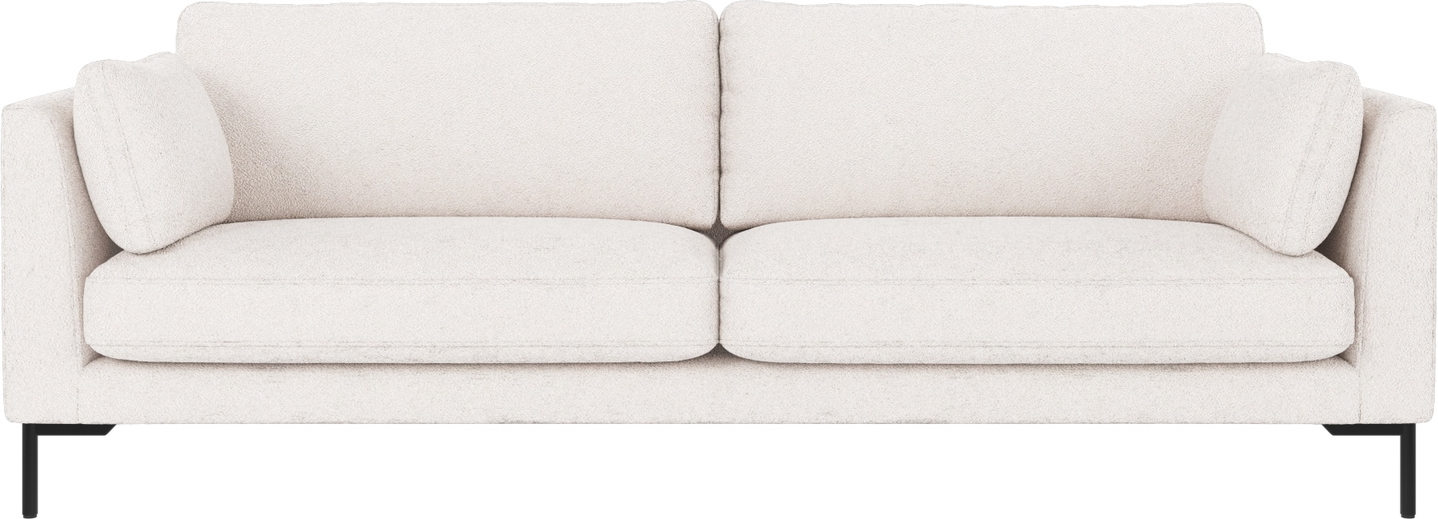 3-personers sofa Rowico Corwin i Alice 101 hvidt stof med sorte pulverlakerede metalben - FSCÂ®-certificeret ramme
