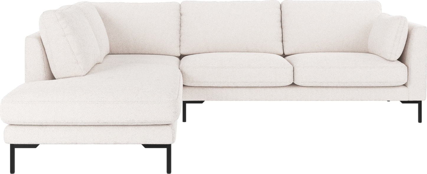Hjørnesofa Rowico Corwin venstrevendt i hvidt Alice 101-stof med sort metalben 83×266×226 cm FSCÂ®-certificeret