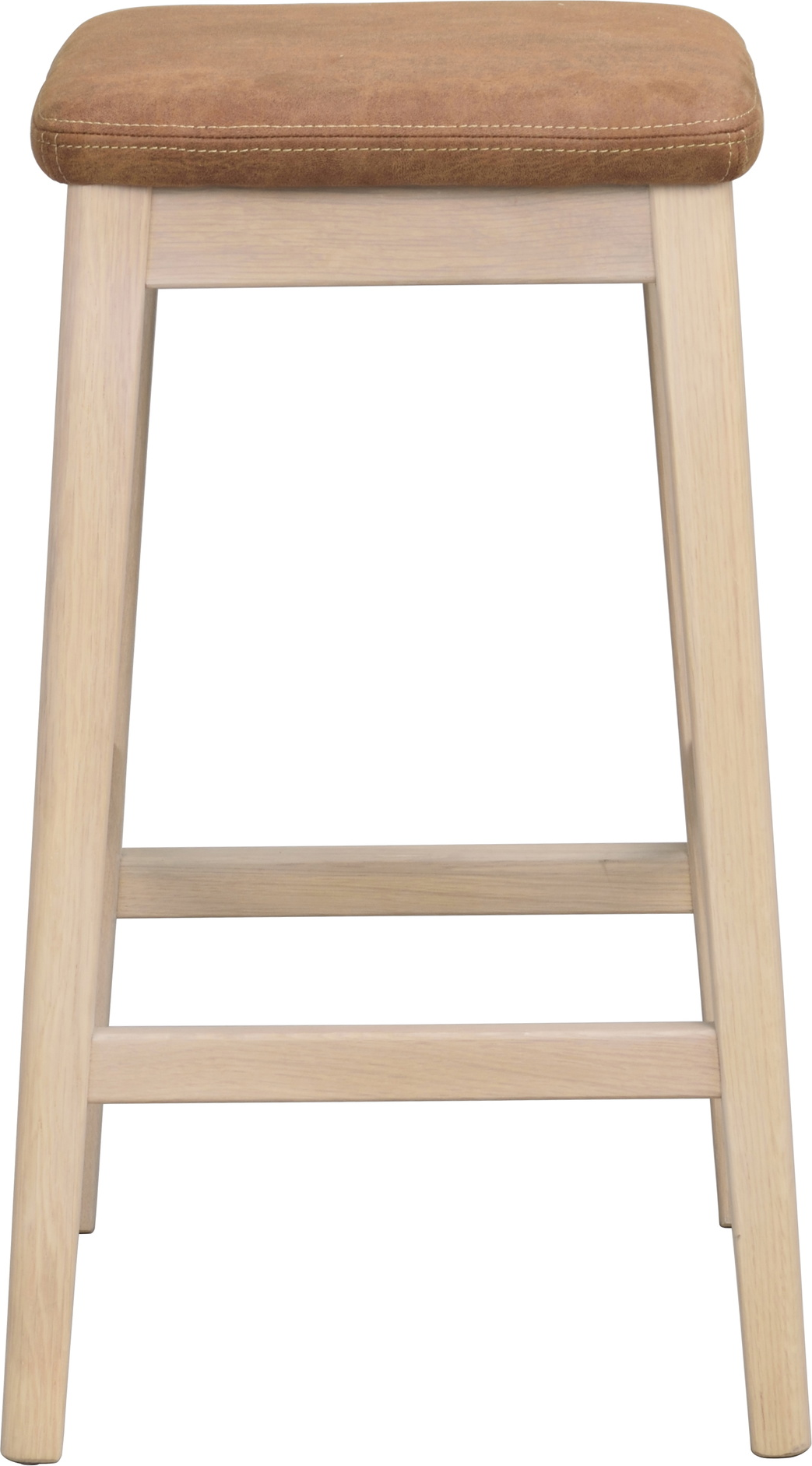 Barstol Rowico Livermore hvidvasket egetræ brunt læder-tekstil H68×B40