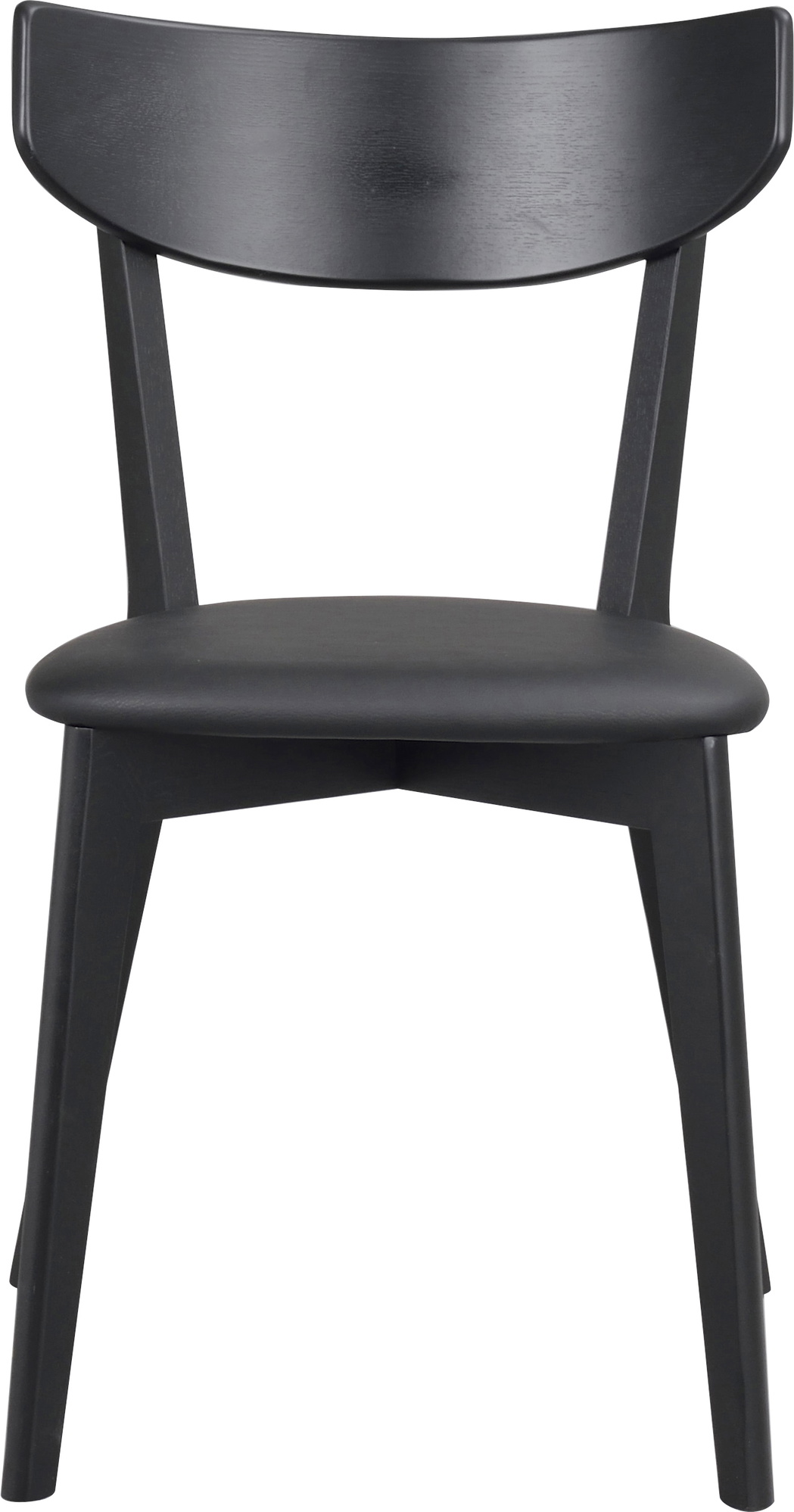 Rowico Ami spisebordsstol i sort lakeret massiv eg med sort PU-kunstlæder FSC 100 %