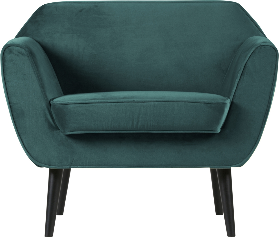 Loungestol WOOOD Rocco fløjl grøn H75×B92×D81 cm - moderne design i FSC-certificeret træ