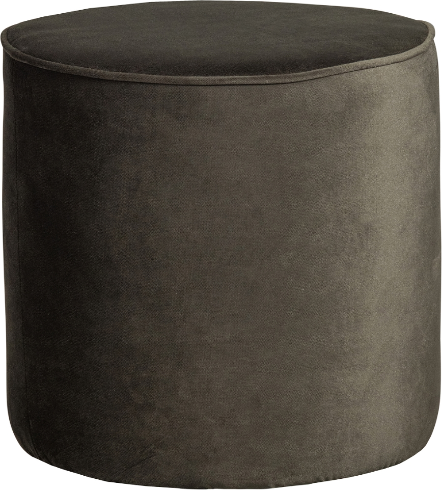 Puf WOOOD Sara mørkegrøn Jarra-fløjl Ø46 cm FSC-træ MDF