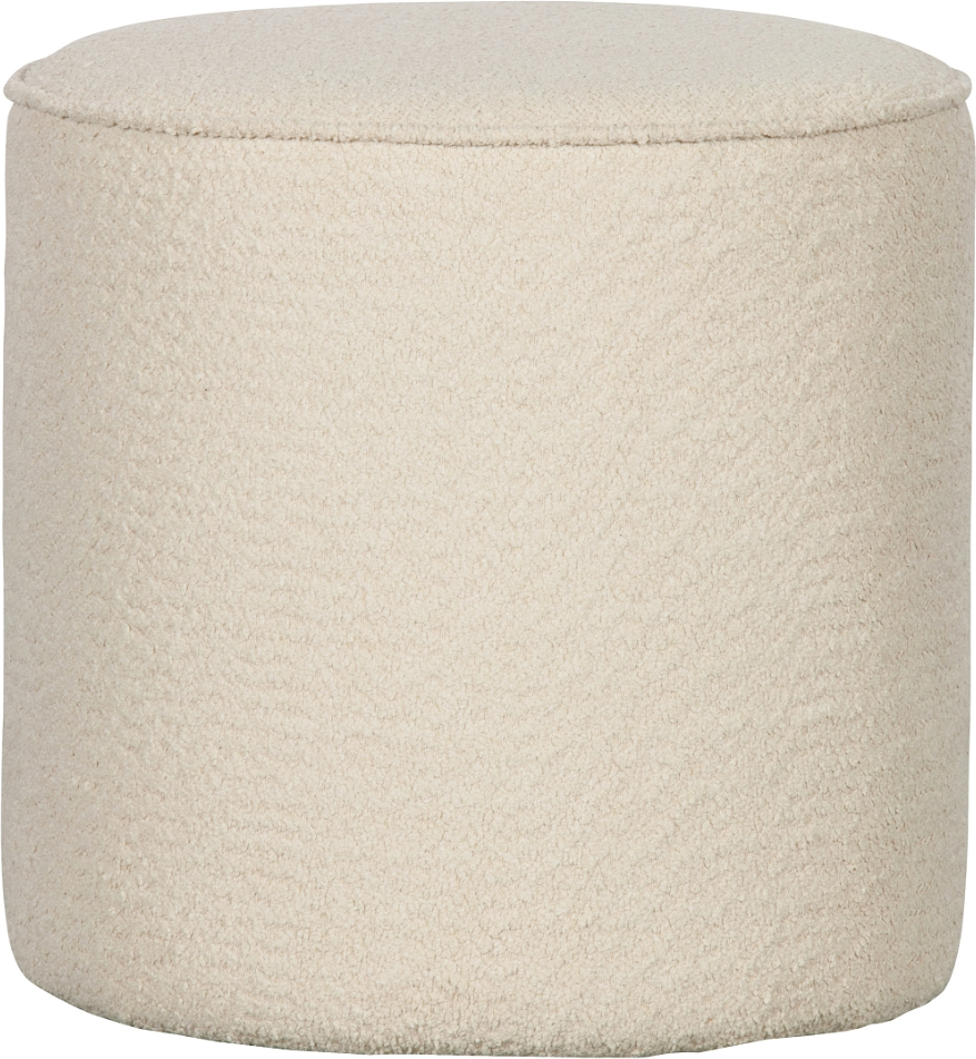 Puf WOOOD Sara - hvid bouclé Ø46 cm