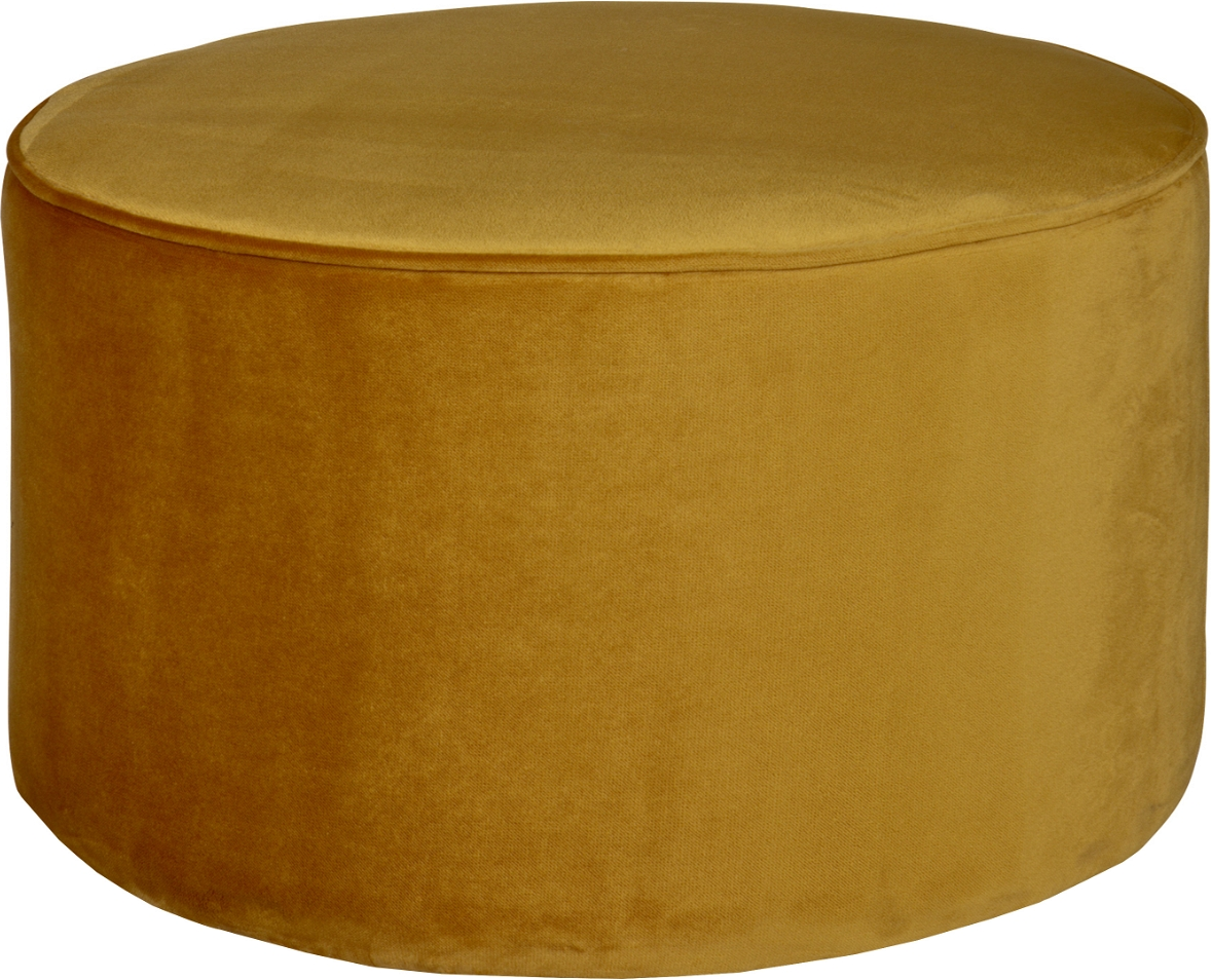 Puf WOOOD Sara Ø60xH36 cm gul - Jarra fløjl, VP30 skum, FSC-træramme