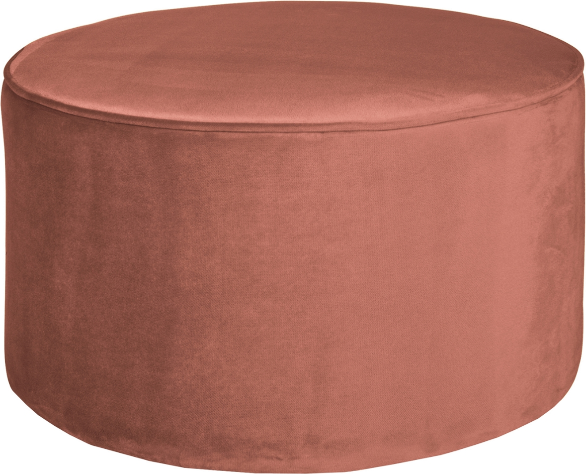 Puf/skammel WOOOD Sara Ø60×H36 cm Lyserød Fløjlsskammel