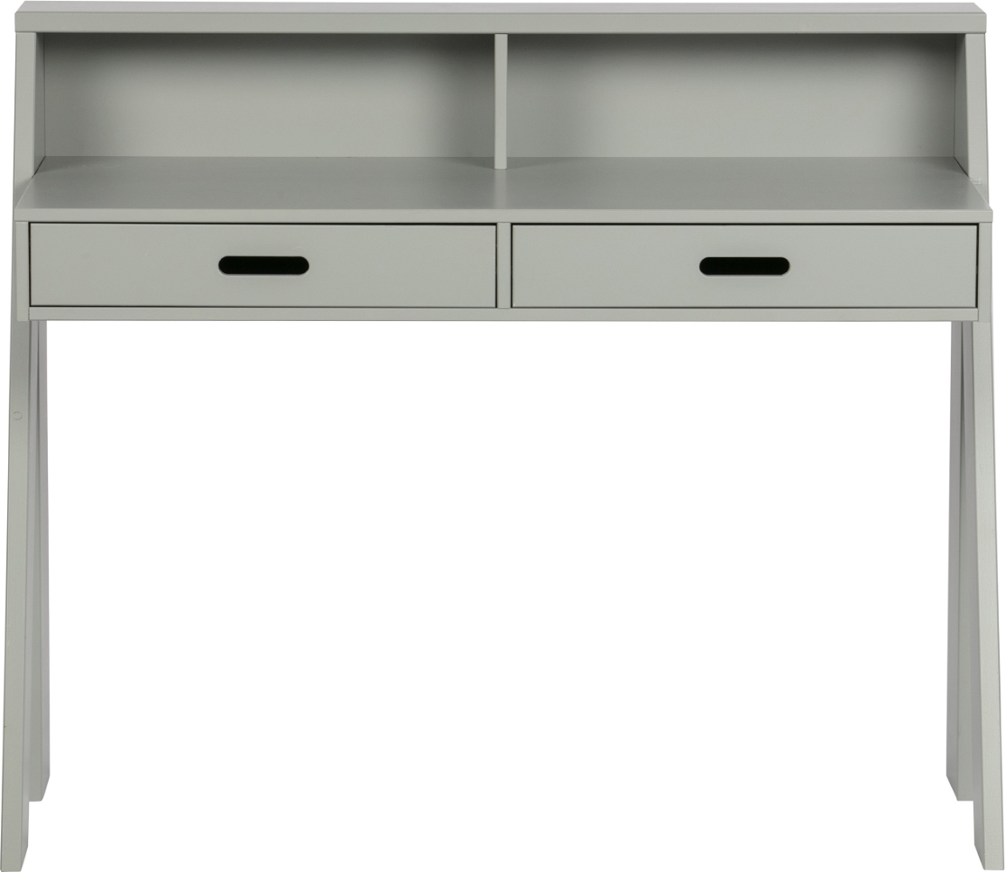 Skrivebord WOOOD Connect i FSC-certificeret fyrretræ, betongrå 112x55x93 cm med 2 skuffer