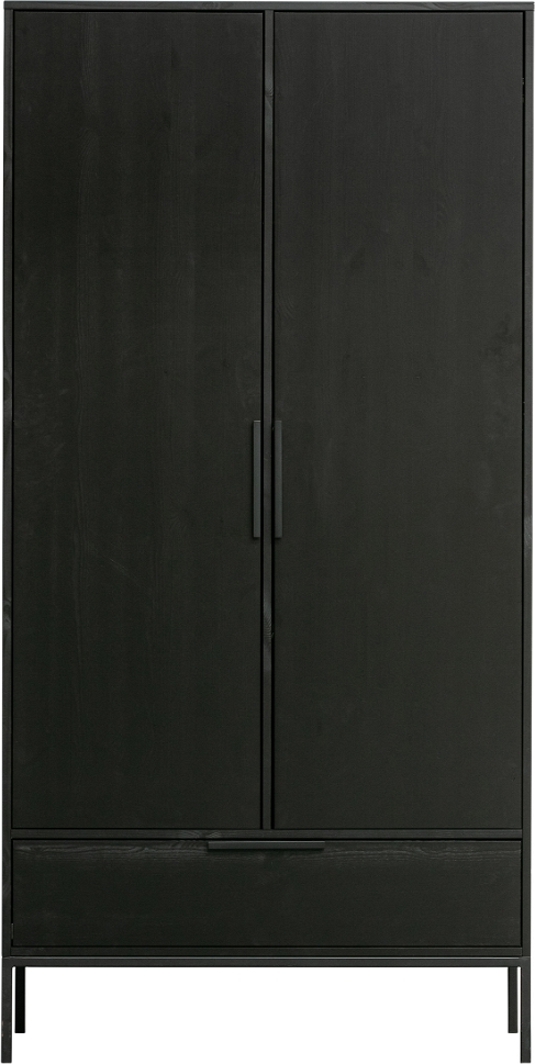 Highboard WOOOD Adam - sort massivt fyrretræ opbevaringsskab 200 × 100 × 53 cm