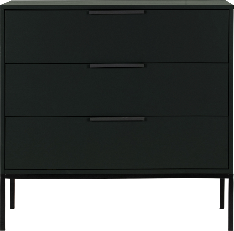 Kommode WOOOD Adam sort lak, FSC-certificeret fyrretræ, stålbase, H93 x B52 x L94 cm