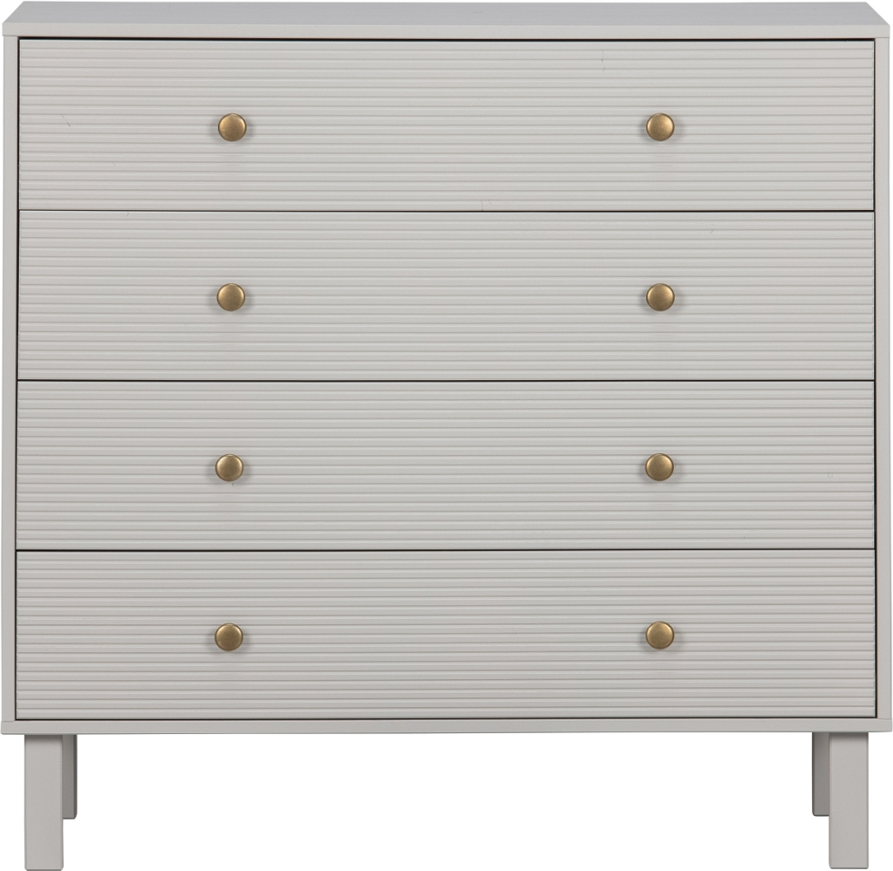 Kommode WOOOD Madu grå fyrretræskommode med 4 skuffer, metalben H91 x B94 x D52 cm