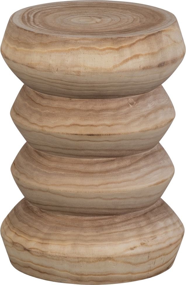 Skammel/siddebord WOOOD Babs i bæredygtigt kejsertræ natur Ø31 x H41 cm