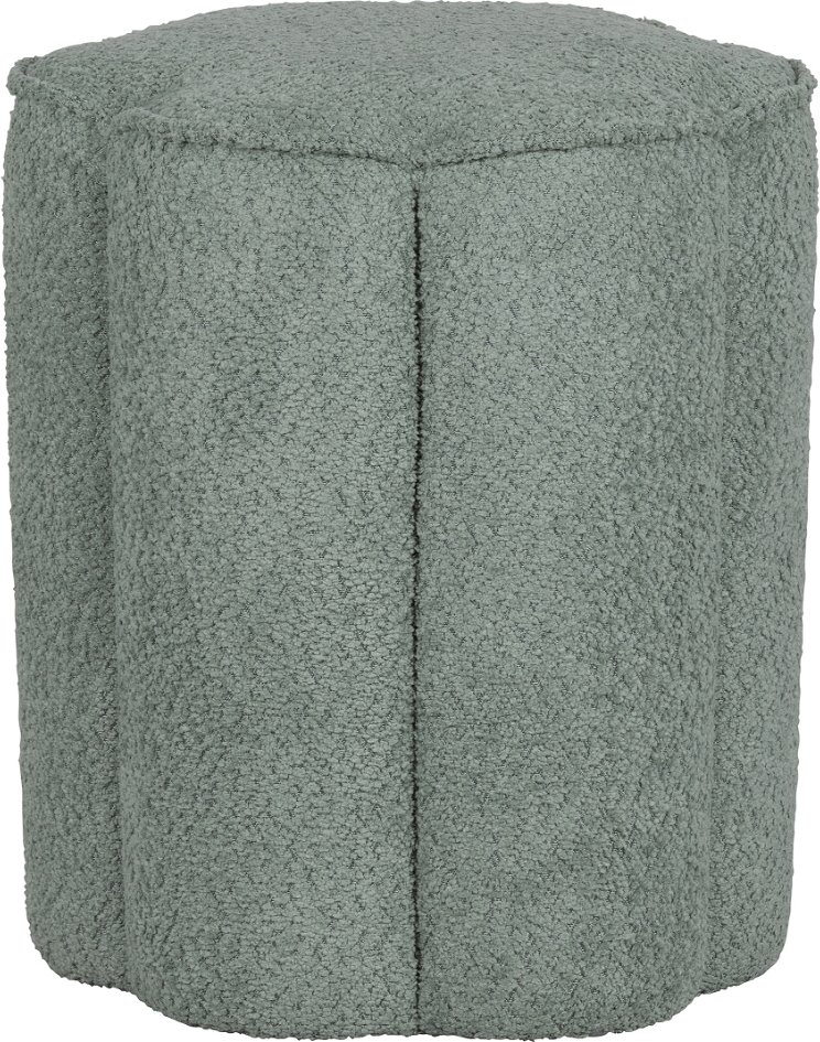 Puf/skammel WOOOD Ollie i blød bouclé Ø40xH46 cm blå