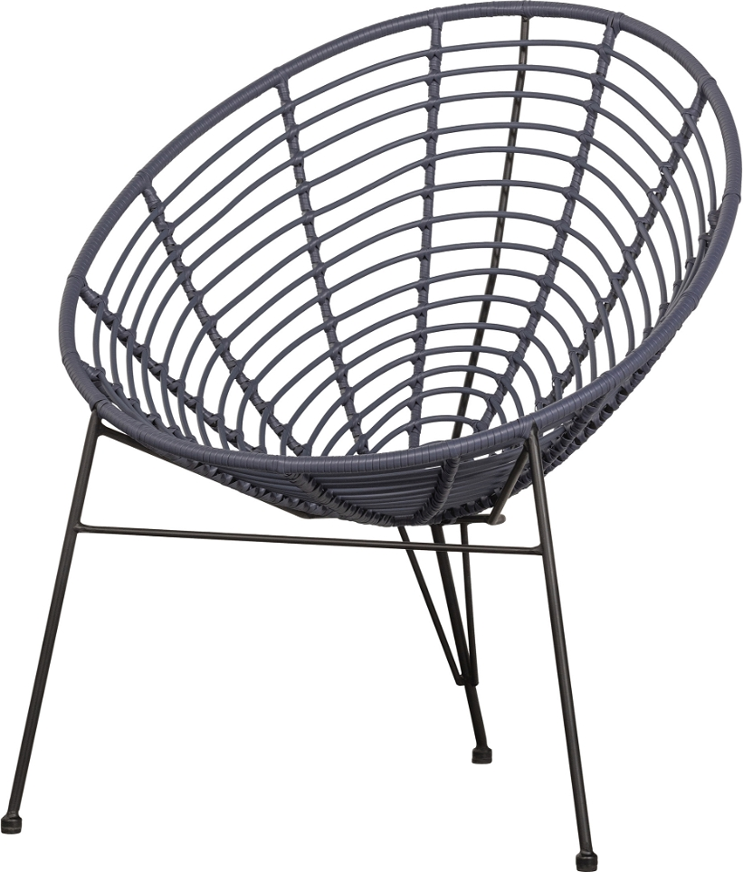 Loungestol WOOOD Jane, blå plast og sort metal, H88×B72×D81 cm