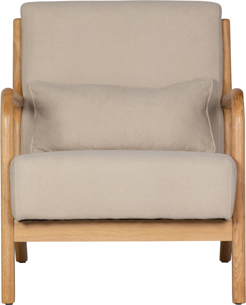 Loungestol WOOOD Mark - retro gummitræsramme & slidstærkt vævet stof, natur, H75×B67×D82 cm