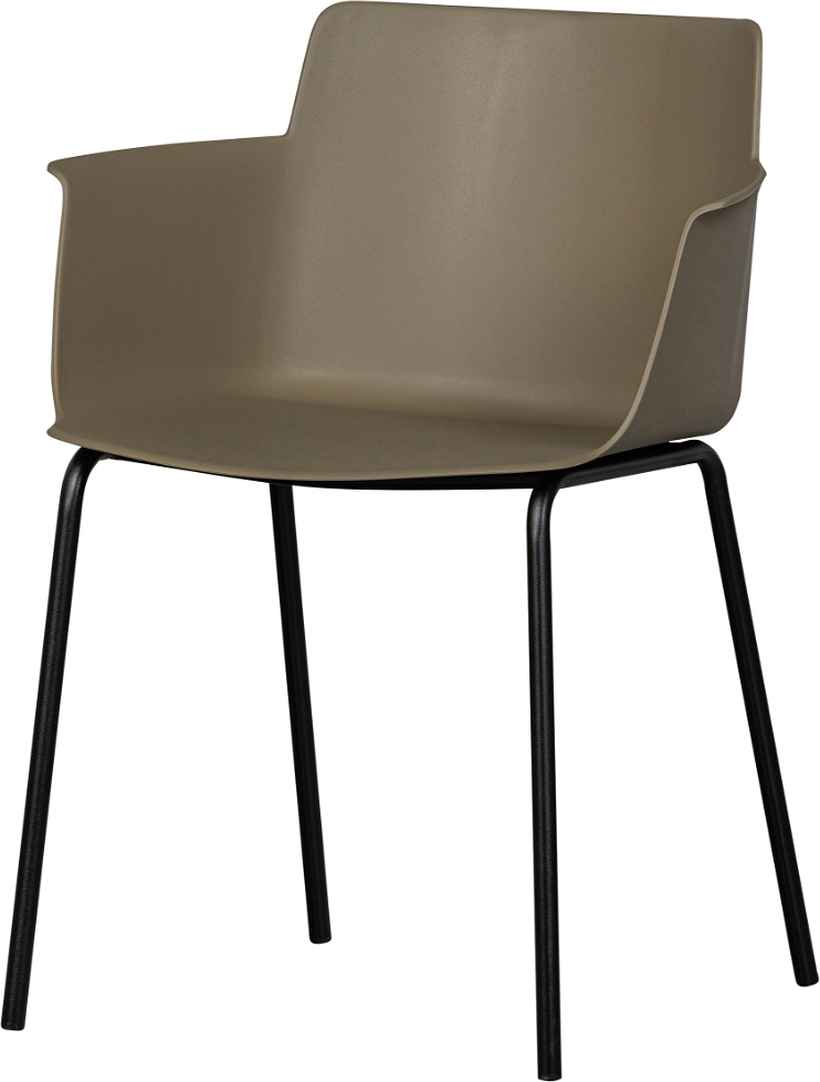 Spisebordsstol WOOOD Foppe i grøn polypropylen med mat-sorte metalben, vejrbestandig til indendørs og udendørs brug