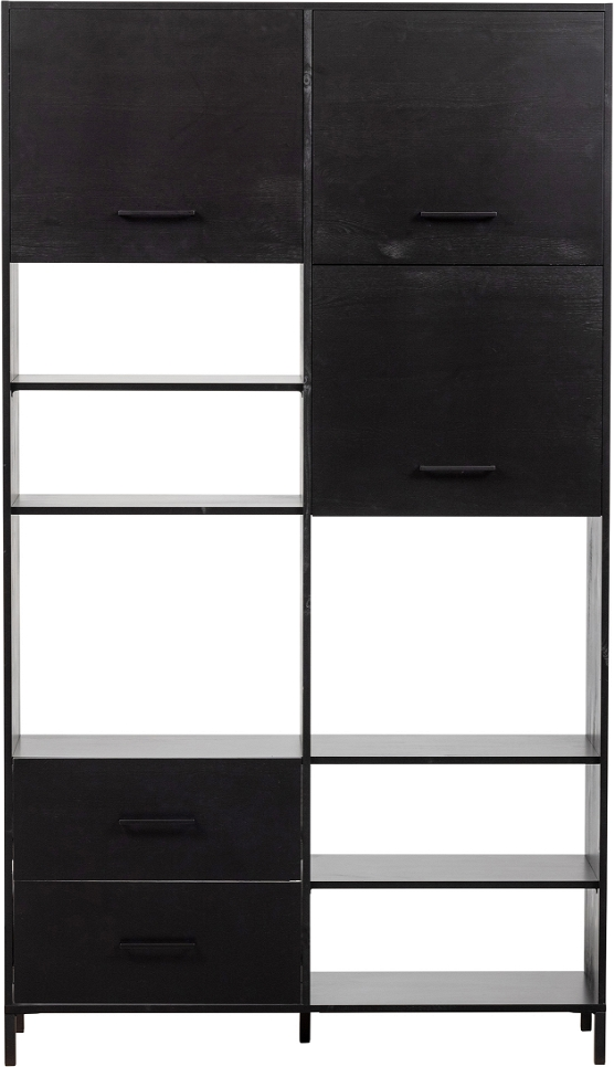Highboard WOOOD Aiko - sort FSC-certificeret fyrretræ, H194xB110 cm