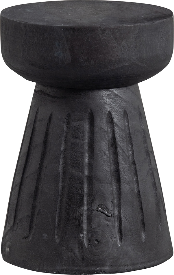 Skammel/pouf WOOOD Borre i kejsertræ, sort H40 Ø28 cm