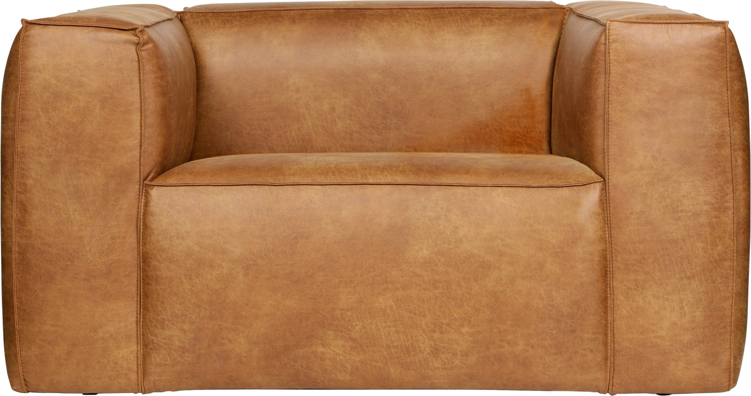 Loungestol WOOOD Bean lysebrun læderlook FSC-certificeret robust design