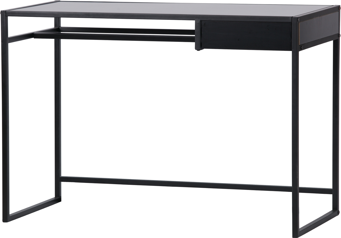 Skrivebord WOOOD Teun 110x50x76 cm mat sort metal med integreret skuffe