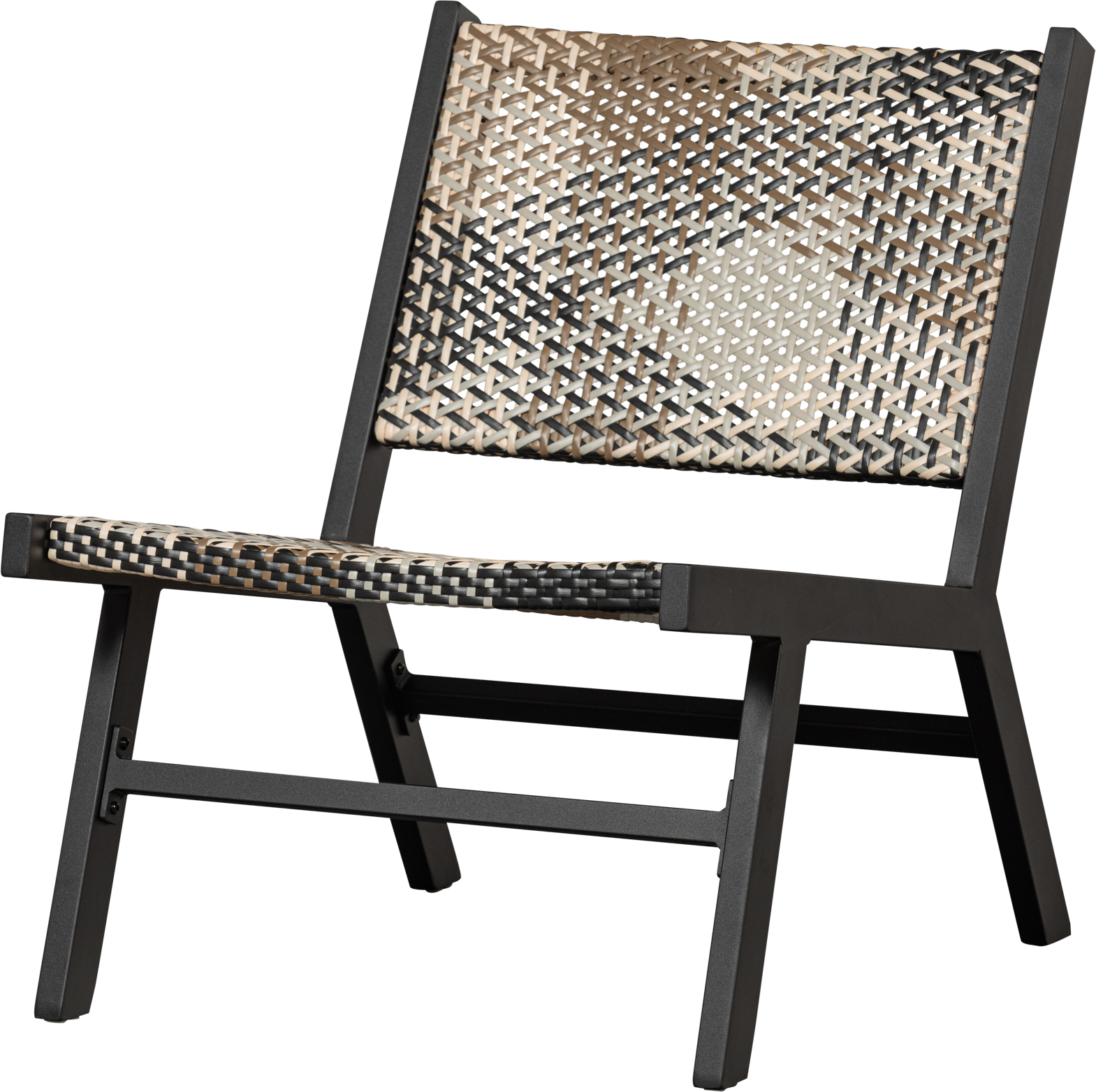 Loungestol WOOOD Collection Pom lænestol i flerfarvet polyethylen og sort aluminium H75 x B57 x L78 cm