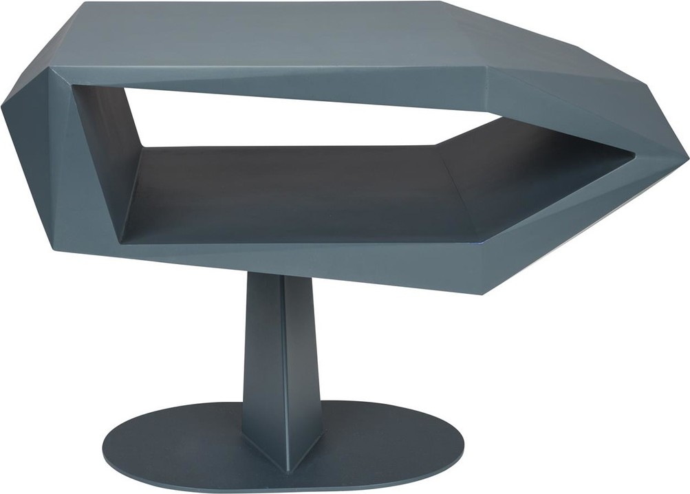 Sidebord/Småbord Zuiver North askegrå - asymmetrisk harpiksbord med jernramme til stue og soveværelse 60x40x40 cm