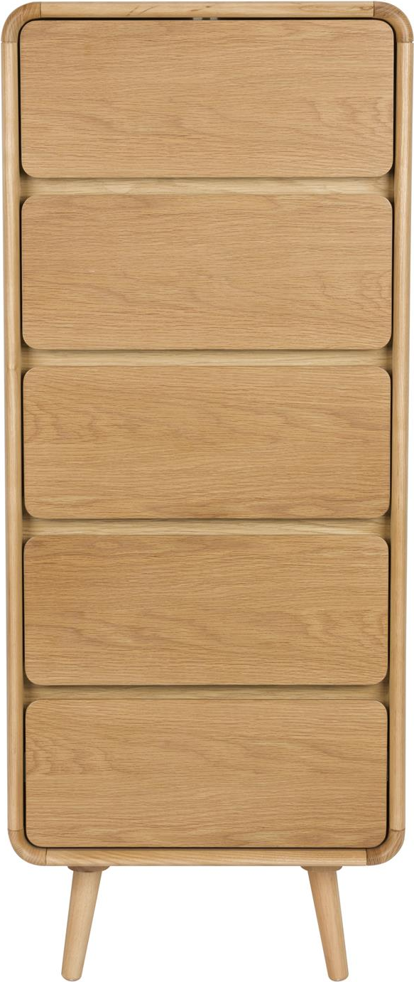 Kommode Zuiver Rise 5 skuffer asketræ mørk sand H112×B45×D40 cm