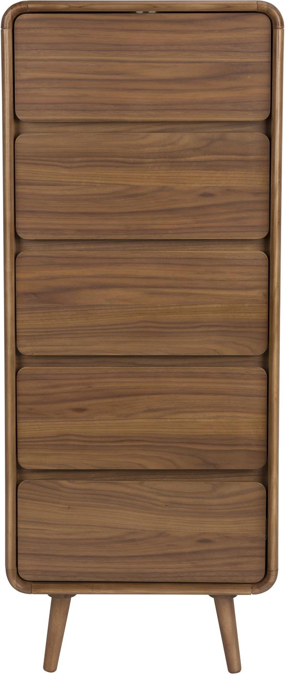 Kommode Zuiver Rise i asketræ/valnød med 5 skuffer H112×B45×D40 cm