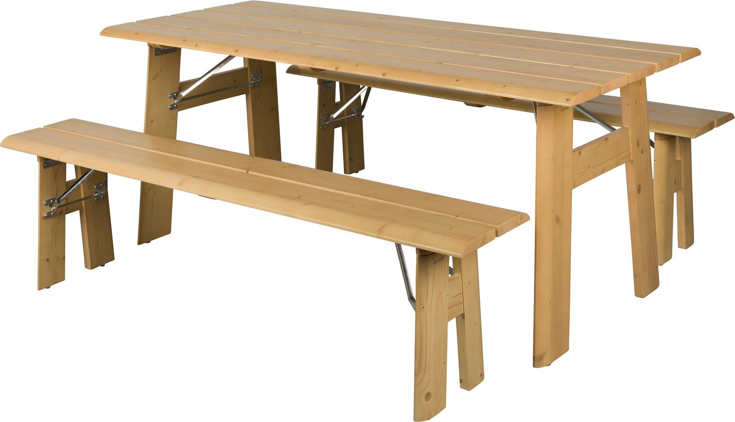Udendørs bænkesæt Zuiver Avenue naturfyrretræ 180x79x75 cm til 6 personer foldbar