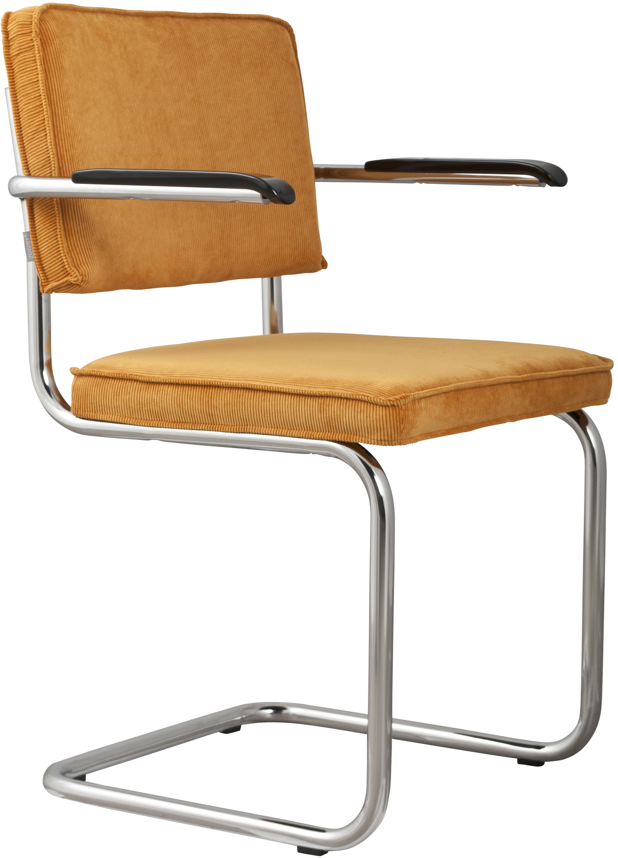 Spisebordsstol med armlæn Zuiver Ridge nougat polstret polyester og krom stel H85xB48xD60 cm