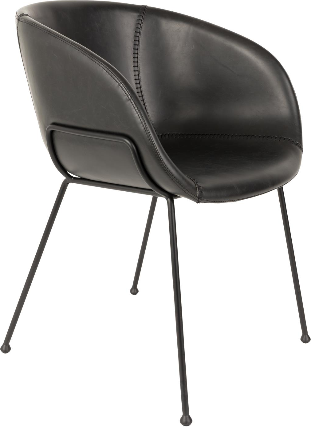 Spisebordsstol med armlæn/armstol Zuiver Feston askegrå PU-læder