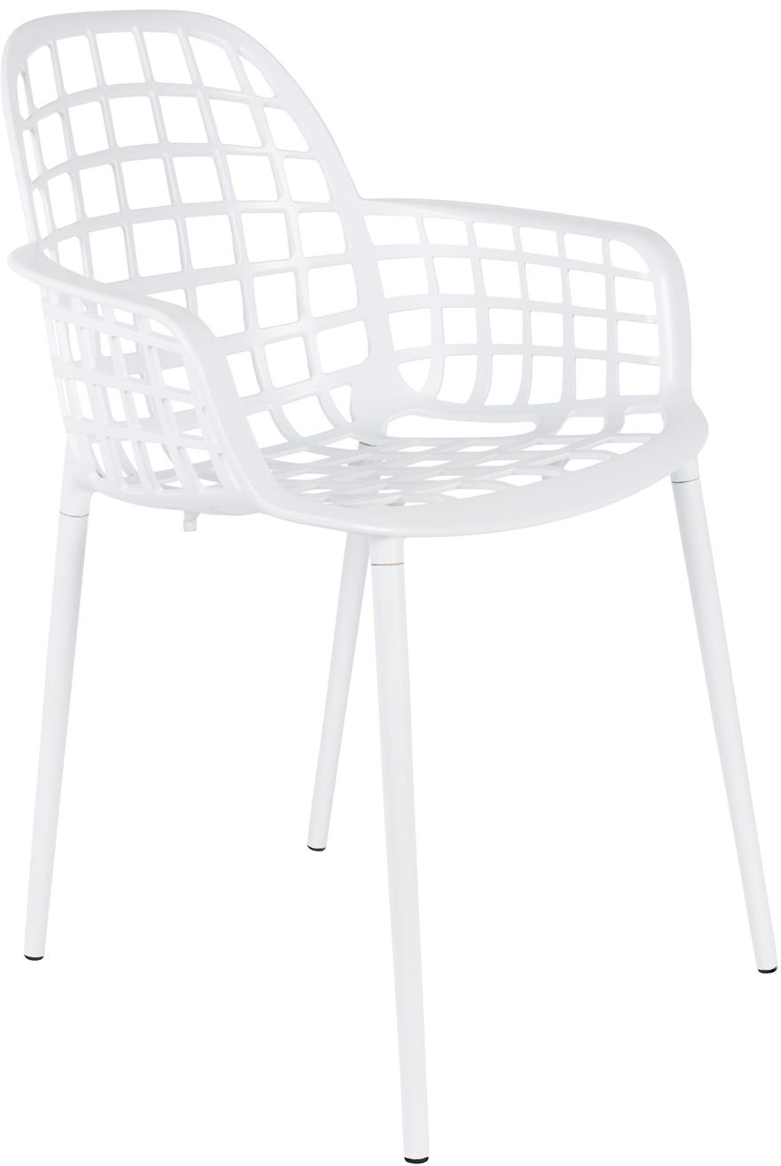 Spisebordsstol med armlæn Zuiver Albert offwhite aluminium robust stabelbar til have og terrasse
