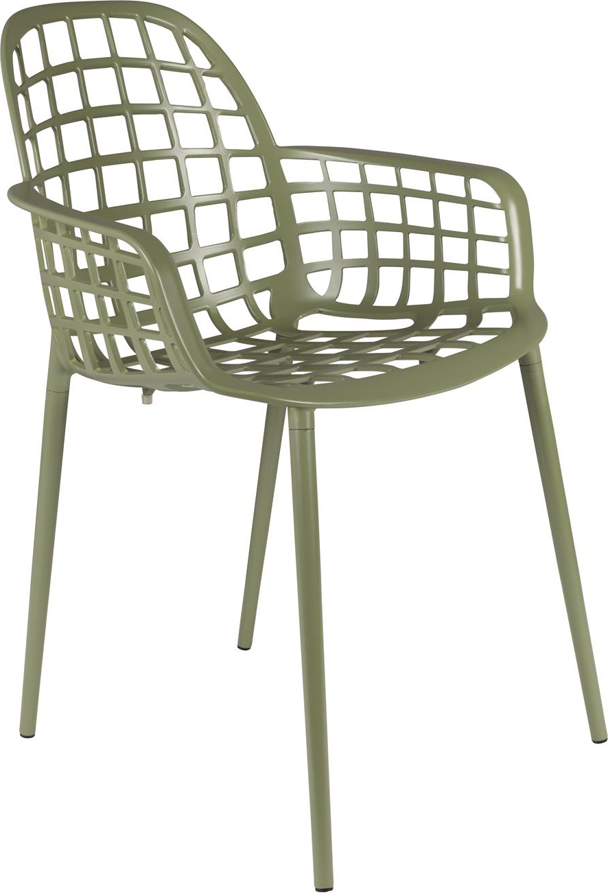 Spisebordsstol med armlæn Zuiver Albert stabelbar aluminium taupe