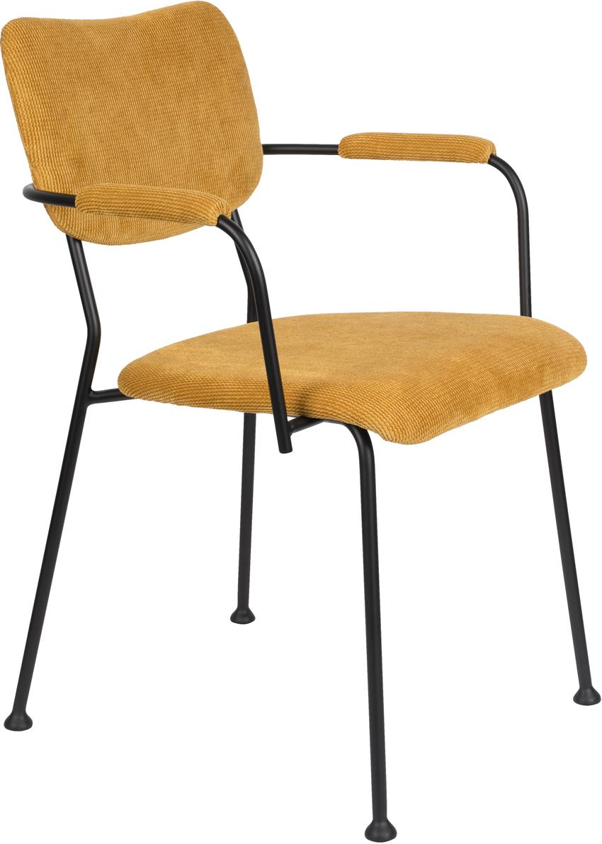 Spisebordsstol med armlæn Zuiver Benson karamel polstret polyester og sort stålramme
