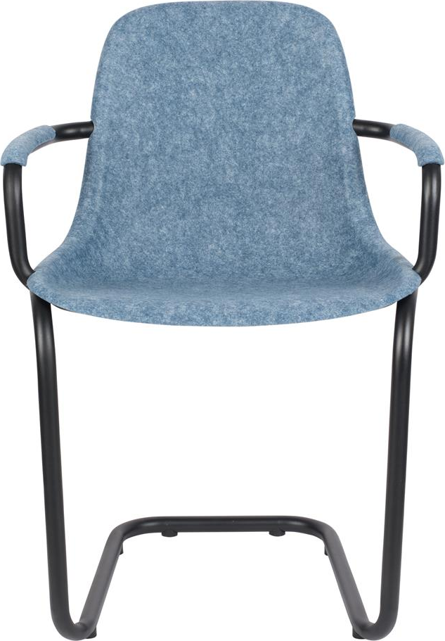 Spisebordsstol med armlæn Zuiver Thirsty stålblå genanvendt plastik og stålramme